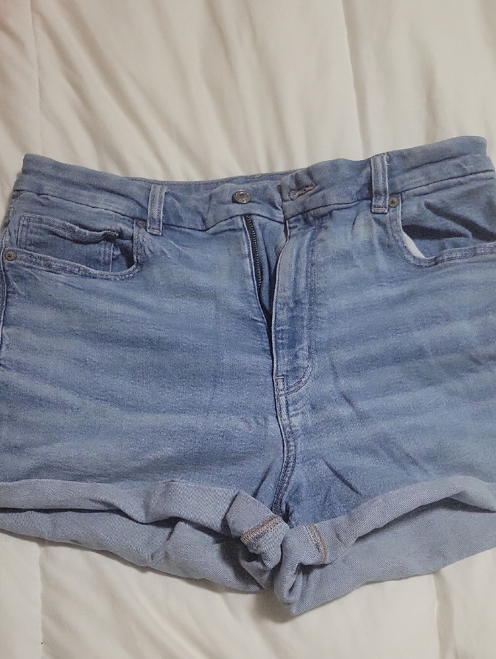 American Eagle Outfitters Light Blue Rolled Hem Denim Shorts